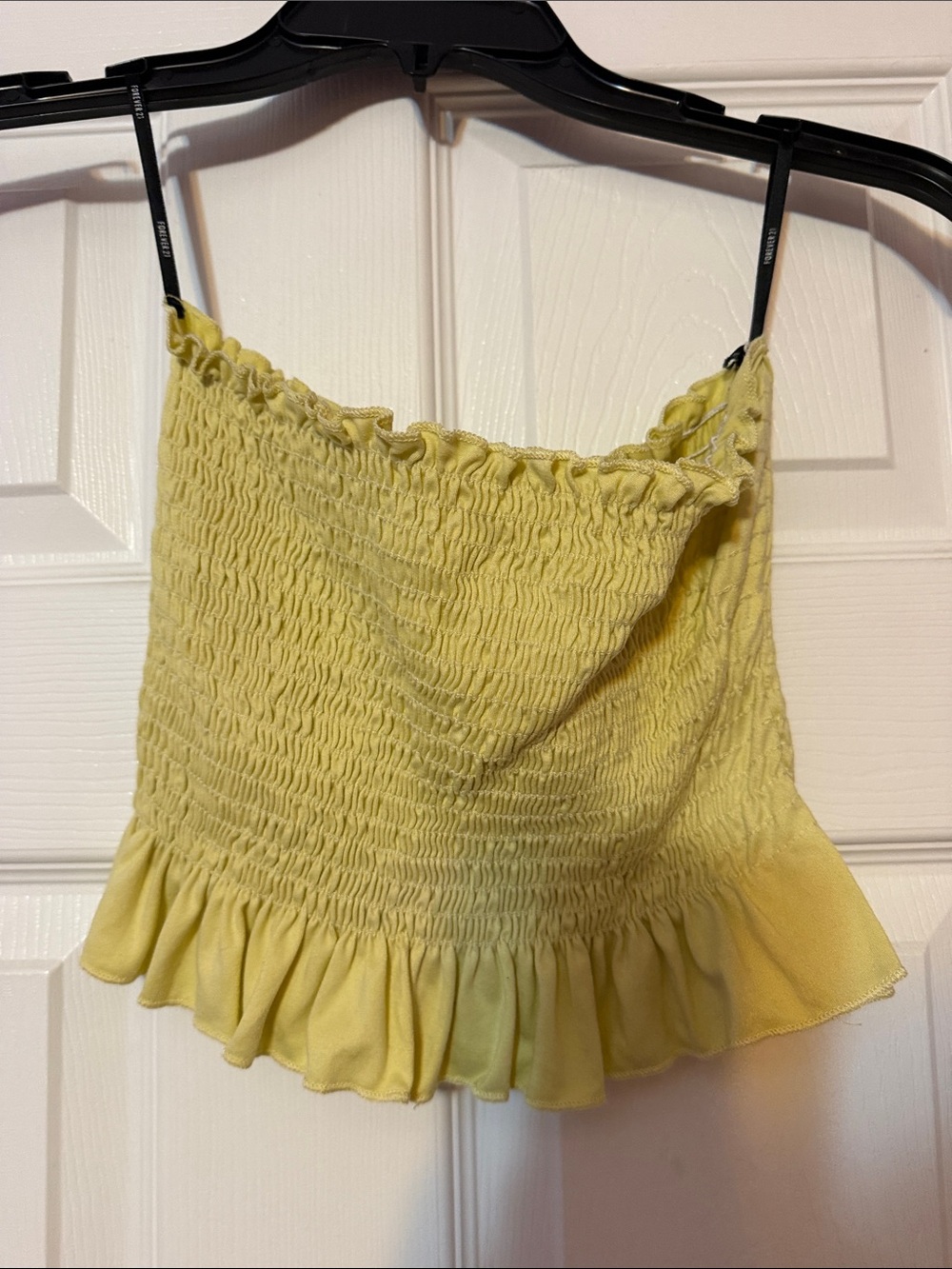 Yellow Smocked Ruffle Hem Women’s Tube Top
